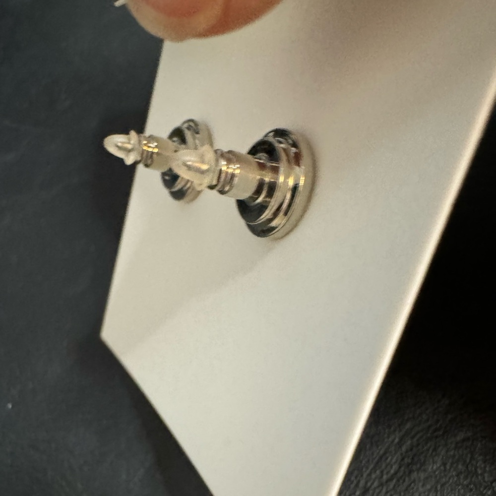 Tory Burch New Kira Silver Double T Logo Stud Earrings - Picture 6 of 10
